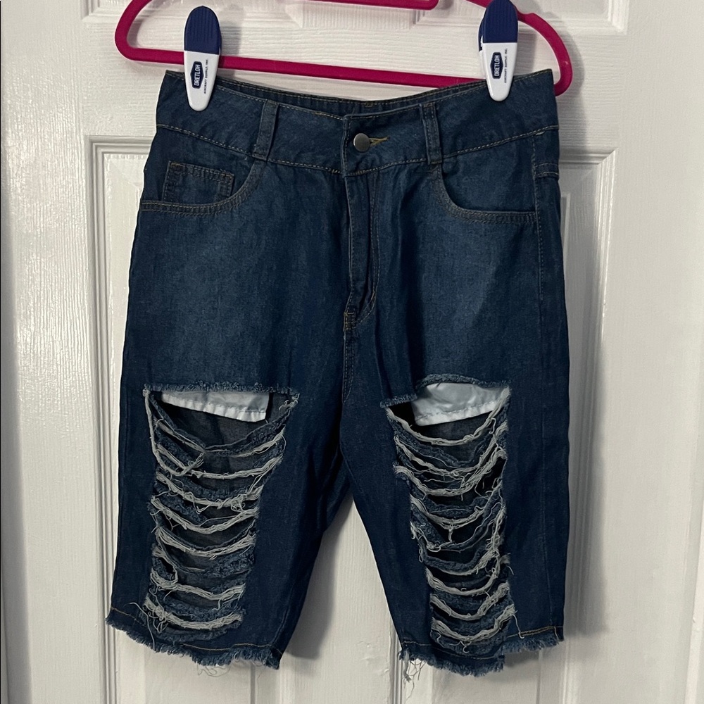 Distressed Denim Shorts